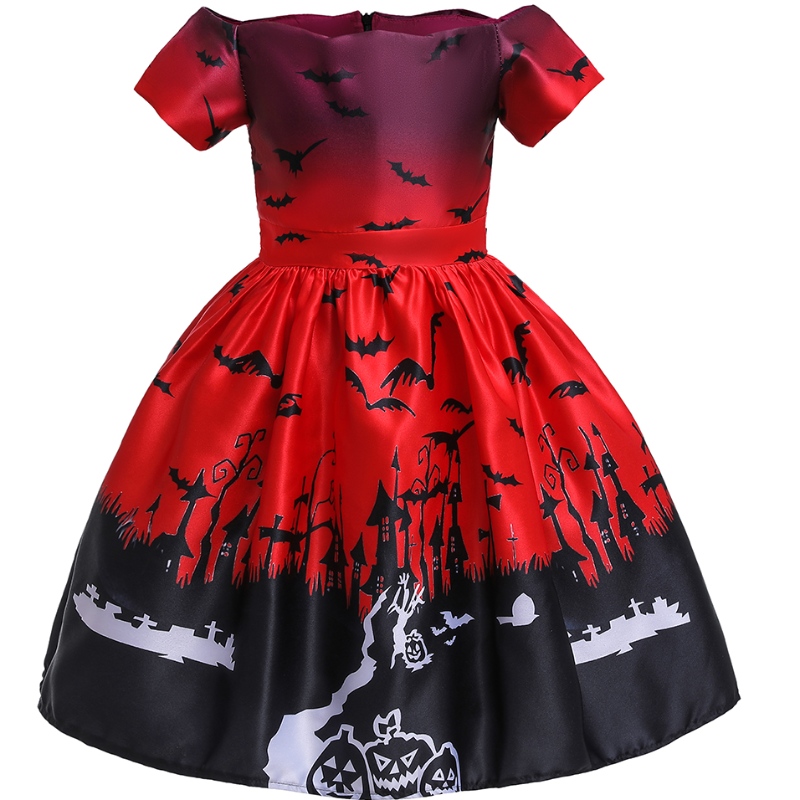 2022 Amazon Halloween Costume Cartoon Satin Print Children \\ s Show Dress