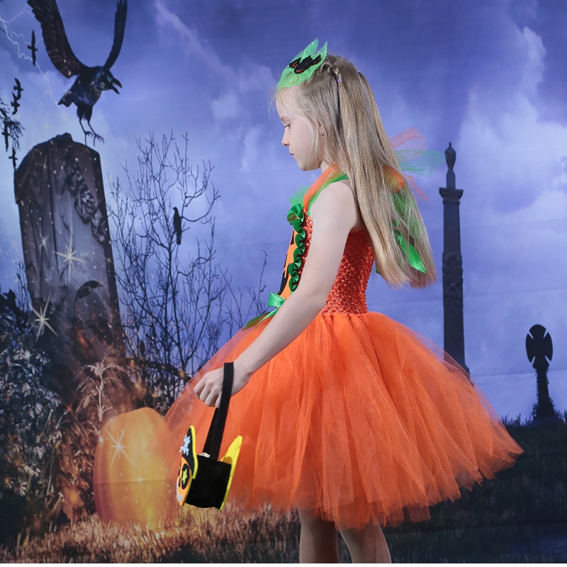 Amazon Hot Selling Child Girl Halloween Dress Mesh Tulle Tutu Dress