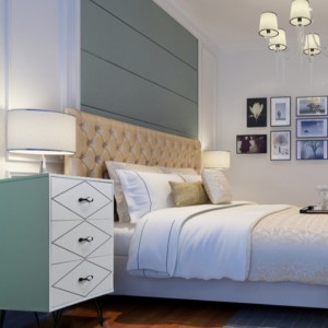 โรงงานหรูหราปรับแต่ง MDF ไม้หัวเตียงตู้หัวเตียง