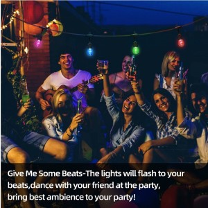 48ft การเปลี่ยนไฟสตริงกลางแจ้ง, หลอดไฟ LED 15 หลอดสลัดสลัว dimmable, IP65 กันน้ำ, RGBW กระพริบไฟสตริงที่มี RF รีโมท, ไฟตกแต่งสำหรับสวนลานบ้า...