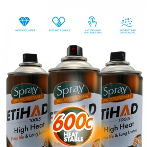 600 เซลเซียสอุณหภูมิสูงสีดำและสีสเปรย์สเปรย์สีสเปรย์สีอะคริลิคทนความร้อนสูงสีสเปรย์อะคริลิค