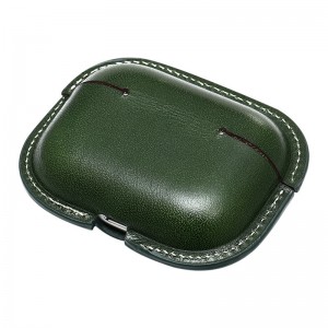 ใหม่ Apple AirPods Pro2 Case, Military Green Color Matching Calfskin Case Integrated Case, Case Leather Case Case Hiefset Cas