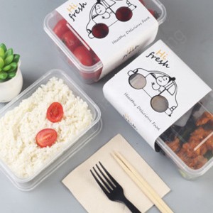 กล่องอาหารภาชนะอาหารที่สวยงามทิ้งพลาสติกแข็ง PP จัดเก็บอาหารภาชนะบรรจุอาหาร