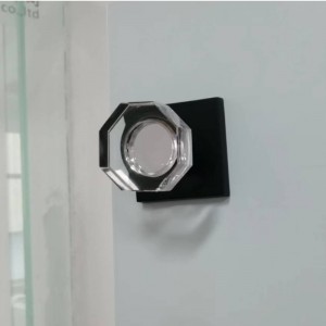 S2603 Clear Glass Crystal Door Knobs Interior, รูปทรงแปดเหลี่ยมลูกบิดประตูความเป็นส่วนตัวสำหรับห้องนอน/bathroom, Matte Black
