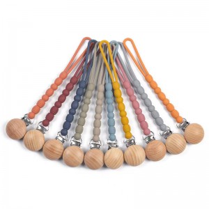 ทำด้วยมือไม้ BPA ลูกปัดซิลิโคนฟรีลูกจุกโซ่ลูกทุกข์คลิปคลิปทารกซีรี่ส์ร้อนขายฮอตเด็กบีชจุกโซ่ลูกโซ่เด็กคลิปซิลิโคน