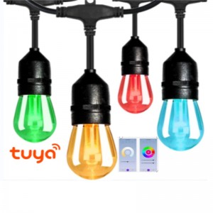 ไฟสตริงสีอัจฉริยะ, 48ft Smart Patio Lights RGBW ไฟสตริง LED, แอพ&การควบคุม WiFi, ทำงานร่วมกับ Alexa, ไฟสตริงเปลี่ยนสีที่มีหลอดไฟ LED 15 LED, IP65 กันน้ำ IP6...