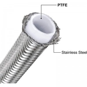 PTFE E85 สายเชื้อเพลิงท่อสแตนเลสถักถัก