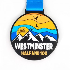 Gag โรงงานผลิตรางวัลโลโก้ที่กำหนดเองด้วยริบบิ้นสีเงินสีทองสีบรอนซ์เกียรติยศขี่จักรยานวิ่งมาราธอนเมทัล