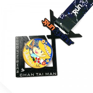 ปิดปากการออกแบบโลโก้ที่กำหนดเองโลหะผสมโลหะผสมวิ่งมาราธอนกีฬาเกียรติยศ