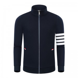 ฤดูใบไม้ผลิและฤดูใบไม้ร่วงใหม่สี่บาร์ฝ้ายแฟชั่นสบาย ๆ ยืนคอปกผู้ชาย \\\\ \'s and women \\\\ s ซิปเสื้อโค้ทเสื้อยืดแขนยาว