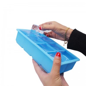 ง่ายปล่อยซิลิโคนและถาดลูกบาศก์น้ำแข็งขนาดใหญ่ 8 ถาดที่ได้รับการรับรองวัตถุดิบ, BPA ฟรี, ก้อนน้ำแข็งละลายช้าสำหรับวิสกี้ค็อกเ...