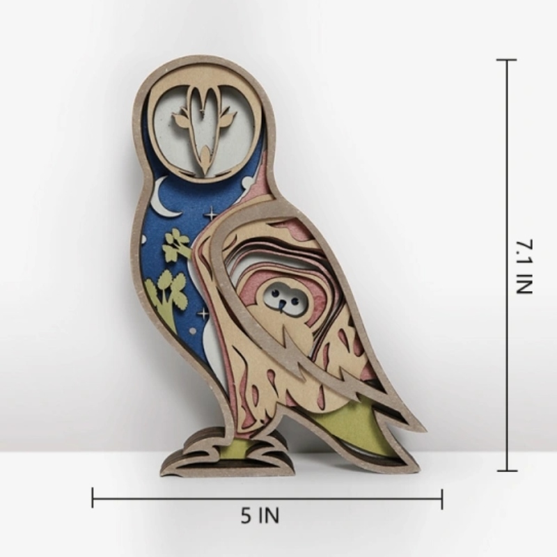 การตกแต่งสิ่งประดิษฐ์ไม้ 3d Owl