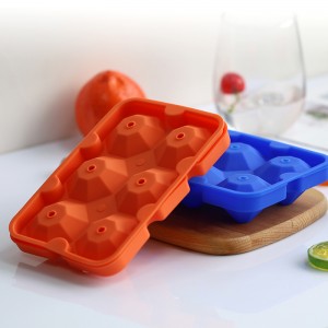 Diamond Ice Cube Molds Silicone ที่นำกลับมาใช้ใหม่ได้แบบยืดหยุ่น 6-ICE TRAYS Maker พร้อมฝาสำหรับค็อกเทลวิสกี้เย็น ๆ ถาดน้ำแข็งวางซ้อนกันได้ง่ายพร...