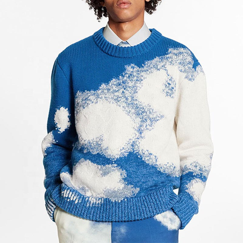 Vigor Garment Custom Mens Sweater ผู้ผลิตหนาถัก jacquard เสื้อกันหนาวเสื้อสเวตเตอร์ผ้าขนสัตว์ผ้าขนสัตว์สำหรับผู้ชาย