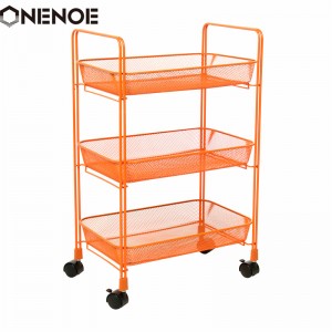 Onenoe Design โมเดิร์นโลหะขยาย 3 ชั้นจัดเก็บออแกไนเซอร์ยูทิลิตี้รถเข็นกลิ้งสำหรับห้องครัวหนักหนักรถเข็นเคลื่อนย้ายได้พร้อมตะกร้...