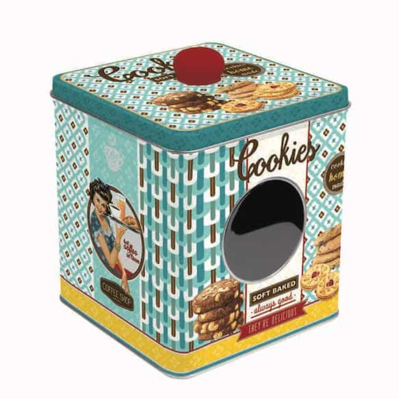 TCE- ผลิตภัณฑ์ใหม่ Square Metal Can Cookie Biscuit Tin 0.28mm Tinplate