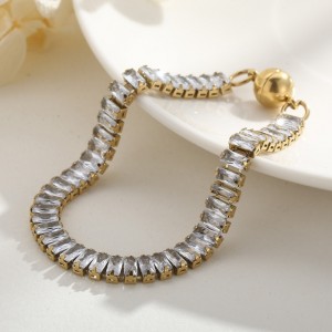 ยุโรปและสหรัฐอเมริกาเทรนด์ไทเทเนียมเหล็กสี่เหลี่ยมจัตุรัสเพทาย INS เครื่องประดับลมเครื่องประดับสแตนเลสสตีลหินแถวเดียวเพชร...