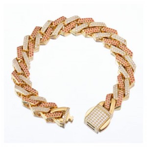 สร้อยข้อมือฮิปฮอปคิวบาส่วนบุคคล Crystal Super Super Flash ร้อยจับคู่