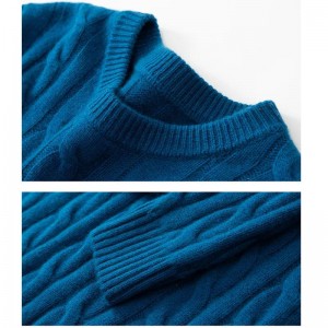 Men \\\\ s รอบคอสายเคเบิลดอกไม้อุ่นเสื้อสเวตเตอร์หนาเจ็ดเส้น