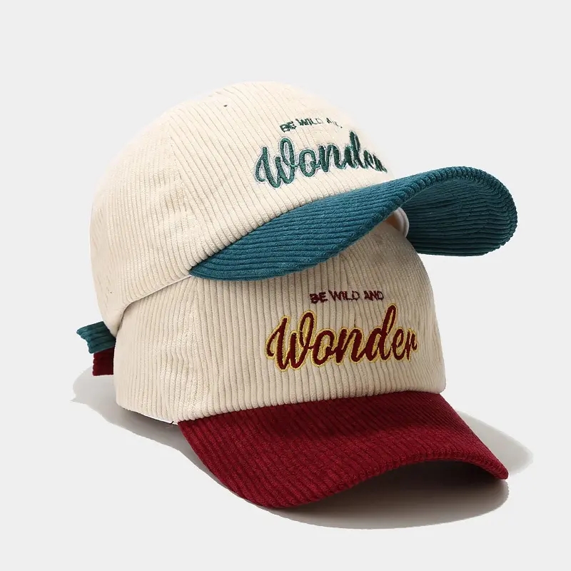 ขายส่งการออกแบบที่กำหนดเองโลโก้ปักปักผ้าลูกฟูกพ่อหมวกวินเทจ 6 แผงหมวกเบสบอลแฟชั่นหมวกเบสบอลลำลอง