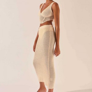 2023 ผู้หญิงใหม่ \\\\ s เสื้อผ้าถักกลวงถักนิตติ้งคอโวล