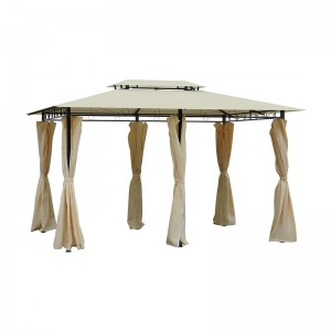 10 \\\\ \'x 13 \\\\\' ร้านปลูกไม้เลื้อยศาลากลางแจ้งกลางแจ้งที่มีม่าน, ศาลาเหล็ก 2 ชั้นสำหรับลาน, ครีมสีขาว