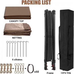 สวนเสบียงสวนปลูกไม้เลื้อยอลูมิเนียมกลางแจ้งศาลากลางแจ้งใช้งานกับยุงตาข่ายช็อคโกแลต