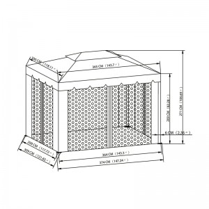 10 ft. x 12 ft. กิจกรรมกลางแจ้งศาลาใช้กับตาข่ายยุงช็อคโกแลต
