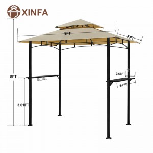 8 \\\\ \'x 5 \\\\\' หลังคา 2 ชั้น Gazebo Gazebo กลางแจ้ง Patio Barbecue Gazebo Shelter ที่มีโครงเหล็กแข็งแรง