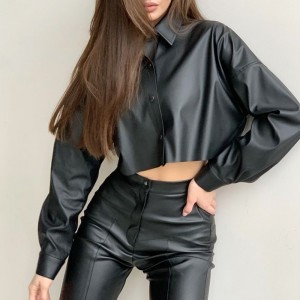 ฤดูใบไม้ร่วงและฤดูหนาวรถมอเตอร์ไซค์เซ็กซี่แมทท PU หนังสั้นแขนยาวแขนยาวแขนยาว
