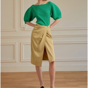 สไตล์วันหยุดของฝรั่งเศสกระโปรง Slit Pleated Women 2023 กระโปรงใหม่ทั้งหมด