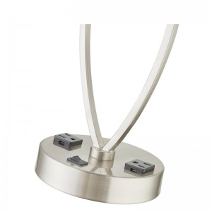 นอนหลับโต๊ะแสงหนึ่งไฟพร้อมผิวนิกเกิลแปรงสวิตช์โยก/off และสองร้านที่ห้องพัก