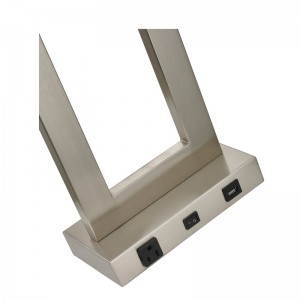 Gatsby หนึ่งโคมไฟตั้งโต๊ะไฟที่มีผิวนิกเกิลแปรง, สวิตช์/off rocker, เต้าเสียบที่สะดวกและพอร์ต USB