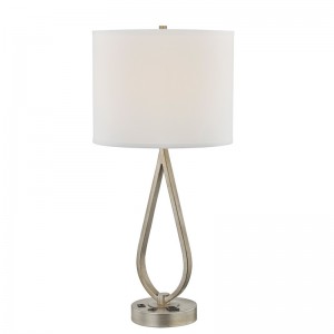 โคมไฟโต๊ะนอนพร้อมสีเงินโบราณโคมไฟโต๊ะพร้อมทางออกที่สะดวกและพอร์ต USB