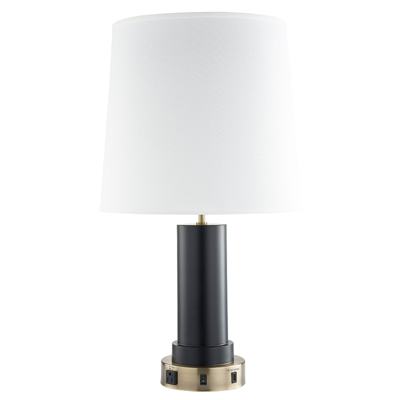 โคมไฟกลางคืนและโคมไฟทองเหลืองโบราณและสีดำเสร็จสิ้นสวิตช์โยก/off ทางออกที่สะดวกและพอร์ตการชาร์จ USB ที่ห้องพัก