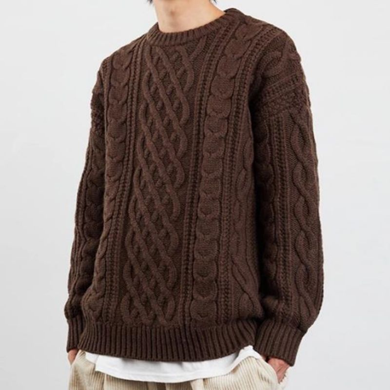 Solid Color Elegant Jumper Jumper ถักเสื้อกันหนาวผู้ชาย