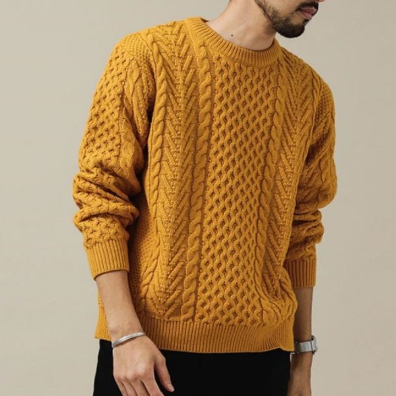 Solid Color Elegant Jumper Jumper ถักเสื้อกันหนาวผู้ชาย