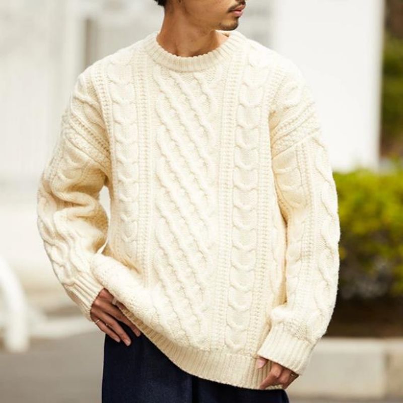 Solid Color Elegant Jumper Jumper ถักเสื้อกันหนาวผู้ชาย