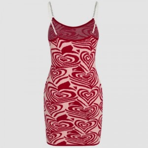 ชุดรูปหัวใจรักพิมพ์ชุดแขนสั้นชุดฤดูร้อน sundress shein sexy knitwear