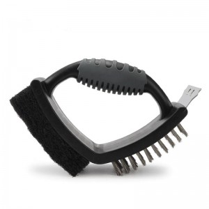 แปรงบาร์บีคิวสแตนเลสสตีล 3-in-1 ย่างแปรงแปรงคู่บาร์บีคิวพร้อมมีดโกนสำหรับบาร์บีคิว