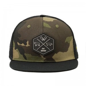 ขายส่ง hip hop hop camo snapback mesh loga patch logo custom 6 panel panel flat brim trucker cap and hat