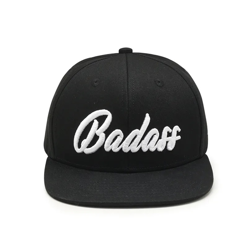 OEM Design Brim Flat 6 Panel Custom 3D Logo Logo Hip Hop หมวก Snapback หมวกสำหรับผู้ชาย