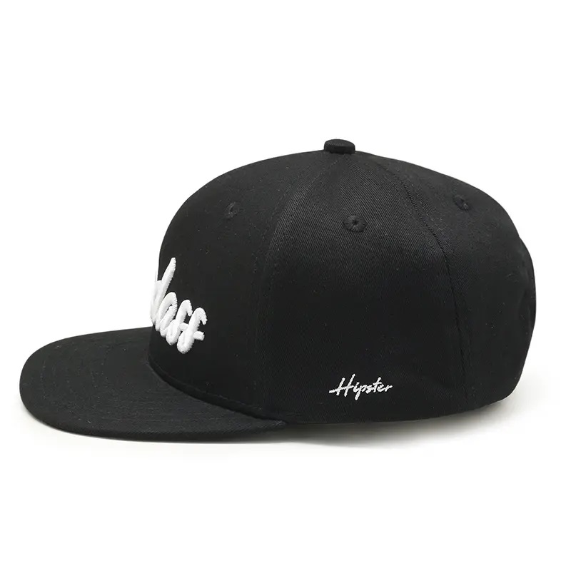 OEM Design Brim Flat 6 Panel Custom 3D Logo Logo Hip Hop หมวก Snapback หมวกสำหรับผู้ชาย