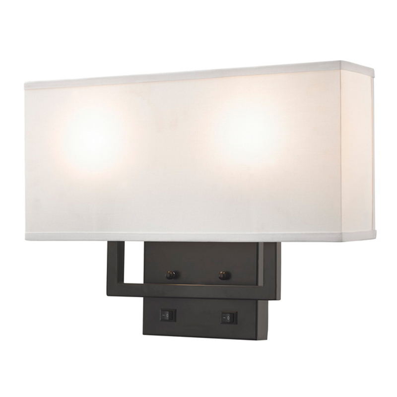 Hampton Inn Hotel โคมไฟผนังรูปสี่เหลี่ยมผืนผ้าครึ่งสีดำเคลือบผิวสองด้านบนสวิตช์/off rocker ที่ห้องพักของโรงแรม