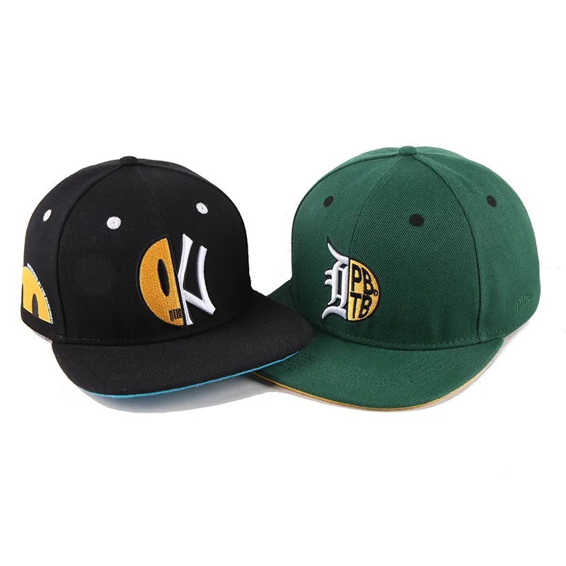 หมวกเบสบอลที่ทำจากโรงงานขายส่งผู้ชาย Snapback Cap 6 แผงหน้าปัดแบน