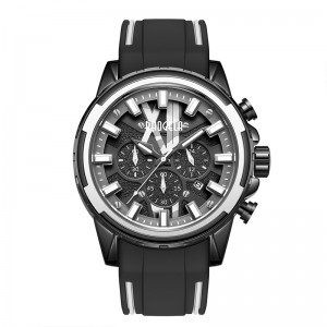 Baogela นาฬิกาใหม่ผู้ชายสายรัดยางสแตนเลสนาฬิกาสีฟ้าสำหรับผู้ชายที่หรูหรากันน้ำ