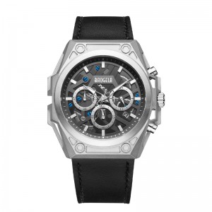 Baogela Luxury Stainless Steel Watches Men หรูหราแบรนด์สปอร์ตสายหนังสายรัดข้อมือข้อมือกันน้ำโครโนกราฟควอตซ์นาฬิกา 22605