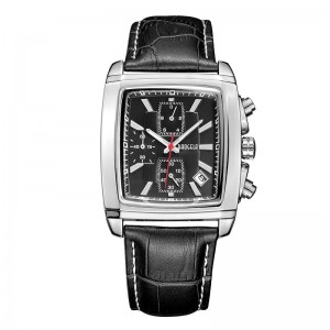 Baogela สี่เหลี่ยมผืนผ้าหน้าปัดหนังสายรัดสำหรับผู้ชายโครโนกราฟสีฟ้าสบาย ๆ นาฬิกาควอตซ์วอทช์ผู้ชายนาฬิกาข้อมือ Montre Reloj часымжс...