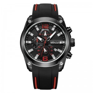 Baogela Chronograph อนาล็อกควอตซ์นาฬิกาพร้อมวันที่ส่องสว่างมือกันน้ำซิลิโคนสายรัดข้อมือข้อมือสำหรับผู้ชายสีน้ำเงิน 22609