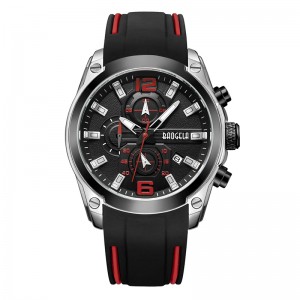 Baogela Chronograph อนาล็อกควอตซ์นาฬิกาพร้อมวันที่ส่องสว่างมือกันน้ำซิลิโคนสายรัดข้อมือข้อมือสำหรับผู้ชายสีน้ำเงิน 22609